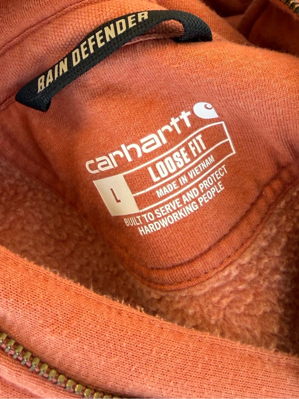 Carhartt relaxed fit rain defender quarter zip hoodie fade red hoodie sweatshirt - Picture 4 of 4